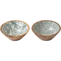 J-Line kom - hout - goren/wit - small - set van 2
