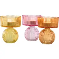 J-Line theelichthouder - glas - mix - set van 3