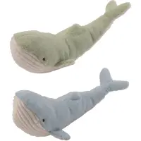 J-Line knuffelbeer Walvis - polyester - muntgroen/lichtblauw - small - set van 2