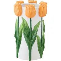 J-Line bloempot Tulp - keramiek - wit/oranje - medium