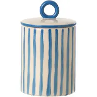 J-Line voorraadpot Gestreept - keramiek - wit/blauw