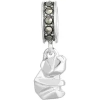 Cavill - Zilveren Hanger Panda Motief - 925 Sterling Zilver Geoxideerd - 10 Marcasieten Rond Slijpsel - 0,083 Ct Pave Sieraad Elegant