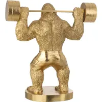 J-Line decoratie Gorilla Gewichtheffen - polyresin - goud - large