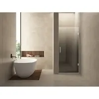 Wiesbaden Nisdeur Rechts Less 80x200 cm 8 mm Nano Spiegelrook- Naar Helder Glas Geborsteld Staal