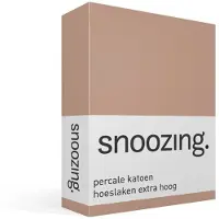 Snoozing percale katoen hoeslaken extra hoog - 90x200 cm - Eenpersoons - Mokka