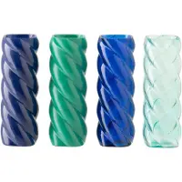 J-Line vaas - glas - azuurblauw/blauw - large - set van 4