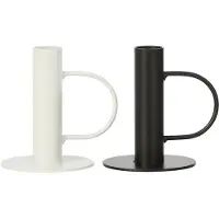 J-Line kandelaar - ijzer - zwart/wit - large - set van 2