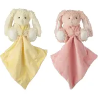 J-Line knuffelbeer Konijn Doudou - polyester - roze/geel - set van 2