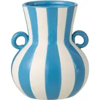 J-Line vaas Gestreept - keramiek - blauw/wit