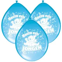 Folat Ballonnen geboorte jongen - blauw - 8x stuks - latex - versiering - feestartikelen - baby geboren