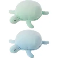 J-Line decoratie Schildpad - polyester - blauw/muntgroen - set van 2