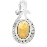 Cavill - Zilveren Hanger - 925 Sterling Zilver - 3,21 ct Rutielkwarts Ovaal - 0,157 ct Marcasiet - Elegante Braziliaanse Cabochon - Dames Sieraad