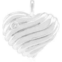 Cavill - Zilveren Hart Hanger - 925 Sterling Zilver Gerhodineerd - I1 G Diamant 0 047 ct - Ronde Briljant Slijpsel - Dames Sieraad Elegantie