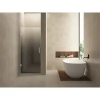 Wiesbaden Nisdeur Links Less 80x200 cm 8 mm Nano Spiegelrook- Naar Helder Glas Chroom
