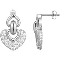 Cavill - Zilveren Oorbellen - 925 Sterling Zilver - 2 76 Ct Nigeriaanse Zirkonia Pavé - Elegante Hartvormige Oorstekers 23 mm