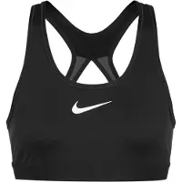 Nike Swoosh High Support Sportbeha Dames Zwart Grijs Wit