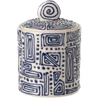 J-Line voorraadpot Patroon - keramiek - wit/blauw