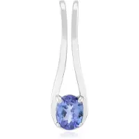Cavill - Zilveren Hanger met Ovale Tanzaniet 0,272 ct Tanzania - 925 Sterling Zilver met Palladium - Elegante Tijdloze Sieraad 18x5 mm
