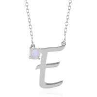 Cavill - Zilveren Halsketting - 925 Sterling Zilver Geplatineerd - Regenboog Maansteen 0,393 ct Rondgeslepen - Modern Verstelbaar Design