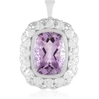 Cavill - Elegante Hanger 925 Sterling Zilver - Lavendel Amethist 12,6 ct - Triljantslijpsel Zirkonia 3,09 ct - Braziliaanse Sieraden