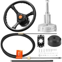 Vevor hydraulische buitenboordstuurset met 3,7 m kabel SS13712 en 342 mm stuurwiel