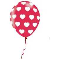 Amscan Feest ballonnen met hartjes motief - 6x stuks - rood - 27.5 cm - Valentijnsdag/huwelijk thema