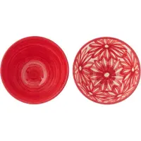 J-Line kom Bloemen - keramiek - medium - set van 2