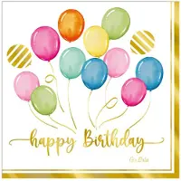 Givi Italia Feestservetten - 16x - happy birthday - ballonen thema - 3 laags - 33 x 33 cm - wegwerpservetten - kinderfeest