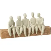 J-Line beeldje Groep Mensen Zittend gebroken wit/naturel - 39 x 8.5 x 17.5 cm