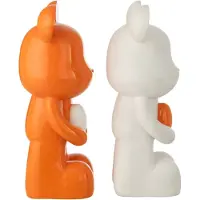 J-Line decoratie Beer Hart - polyresin - wit/donkeroranje - large - set van 2