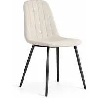 Akord Eetkamerstoel LUMO / Gestoffeerde Stoelen / Fluwelen Stoelen en Metalen Poten / Beige met zwarte benen