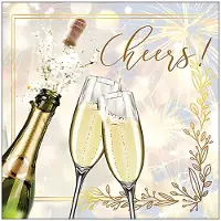 Ambiente Servetten Huwelijk - 20x st - 3 laags - 33 x 33 cm - champagne - cheers - bruiloft - oud en nieuw - wegwerp servetjes