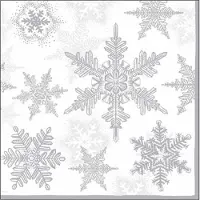 Ambiente Kerstservetten - 20x - winter wit - sneeuwvlokken - 33 x 33 cm - 3 laags - papieren diner / buiten BBQ / gourmet servetten