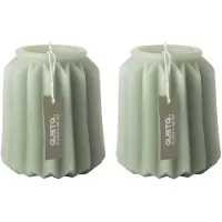 Gusta 2 Stuks – Figuurkaars Lantaarnvorm– 10,5 cm – Lichtgroen 29 Branduren - Ongeparfumeerd