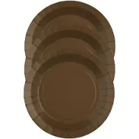 SANTEX Bordjes karton - 10x - rond - bruin - 22 cm - feestbordjes