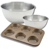 Zenker Bakkersset met 1 ronde broodvorm met 6 holtes, 1 spatel en 2 roestvrijstalen mengkommen Fackelmann