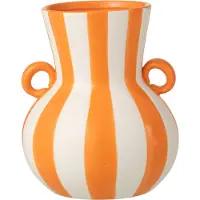 J-Line vaas Gestreept - keramiek - oranje/wit