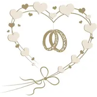 Daisy Maki bruiloft servetten - 20x st - 33 x 33 cm - hart met ringen - feestservetten