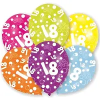 Amscan Ballonnen 18 jaar - 6x - 27 cm - verjaardag - leeftijd feestballonnen - Feestartikelen en versiering