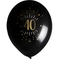 SANTEX verjaardag leeftijd ballonnen 40 jaar - 8x stuks - zwart/goud - 23 cm - Feestartikelen