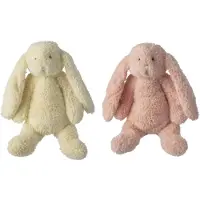 J-Line knuffelbeer Konijn - polyester - roze/geel - large - set van 2