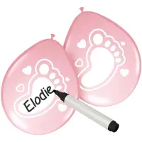Folat Beschrijfbare ballonnen - 6x - geboorte meisjes - roze - feestballonnen met schrijfvlak - Feestartikelen/versiering