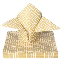 Ambiente Tafel diner servetten - Wit/goud patroon thema - 20x stuks - 33 x 33 cm