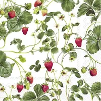 IHR tafel servetten - Aardbeien fruit print - 20x stuks - 3-laags - 33 x 33 cm - papier - voorjaar - zomer