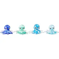 J-Line presse-papier Octopus - glas - blauw/turkoois - set van 4