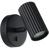 Ren Wandlamp Binnen met Snoer - Wandlamp - Wandlamp Binnen - draaibare spot - Zwart - 11cm x 13cm x 11