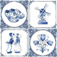 Ambiente Delfts blauw thema servetten - 20x stuks -33 x 33 cm - Holland - Oud Hollands thema