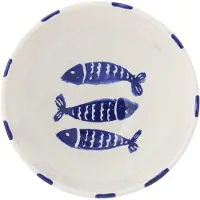 J-Line schaal Vis Gestreept Keramiek donkerblauw - 22 x 22 cm