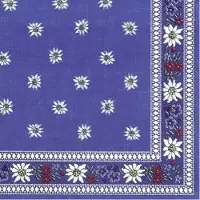 IHR tafel servetten - 20x Edelweiss print - blauw - 3 laags - bloemen - 33 x 33 cm