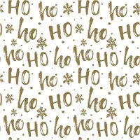 Daisy kerst thema servetten - 20x st - 33 x 33 cm - HohoHo - wit/goud